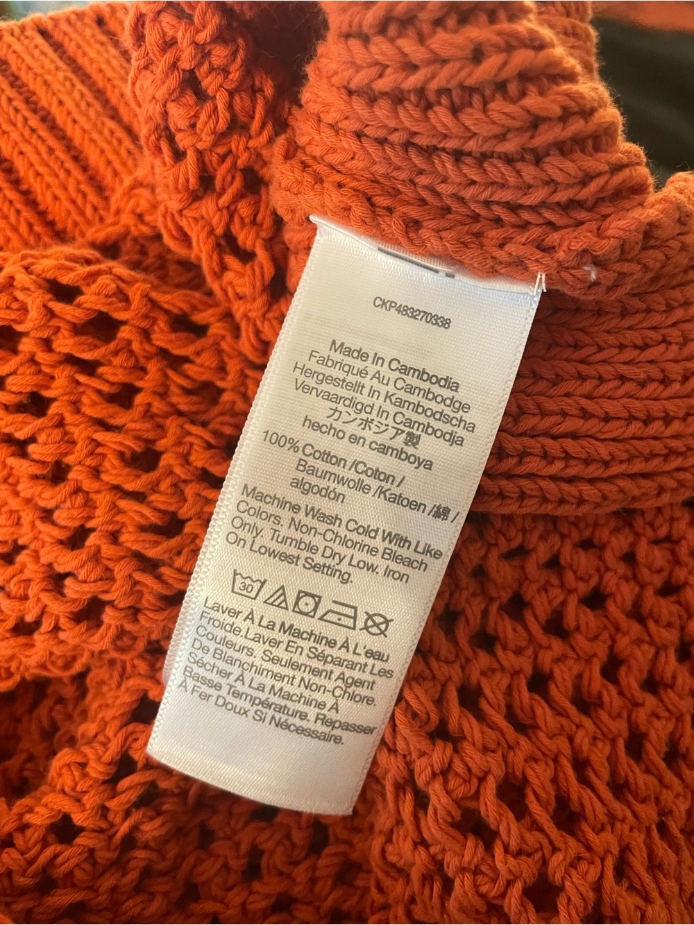 NWT Madewell Open-Knit Short Sleeve Sweater Orange Small 100% Cotton - Picture 6 of 6